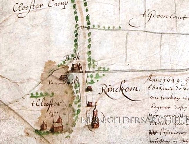 Fragment uit kaart van "De domeinbossen onder Renkum en Ede genaamd de Moft" van N van Geelkercken A van Geelkercken Ede Renkum 1649 1656