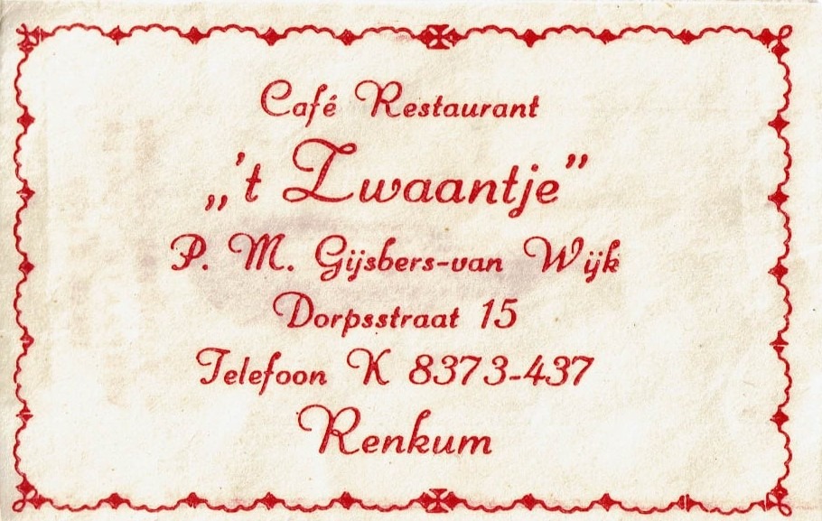 't Zwaantje, Dorpsstraat 15 Renkum 2 zwaantje.1